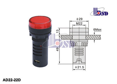 Commercial Telecommunication Red  Panel Mount Indicator Lamps High Brightness